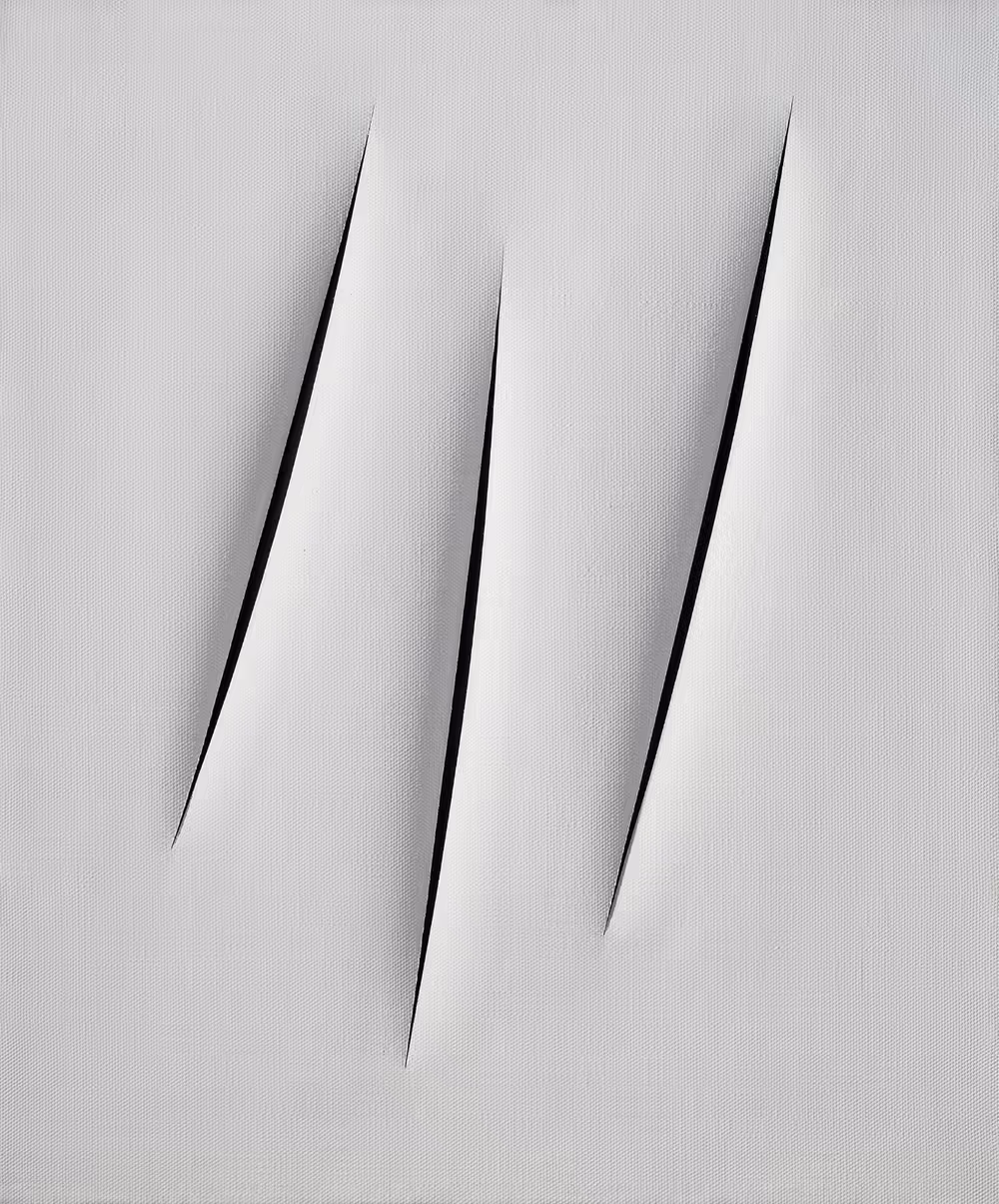 LUCIO FONTANA, 1968. WATERPAINT ON CANVAS.