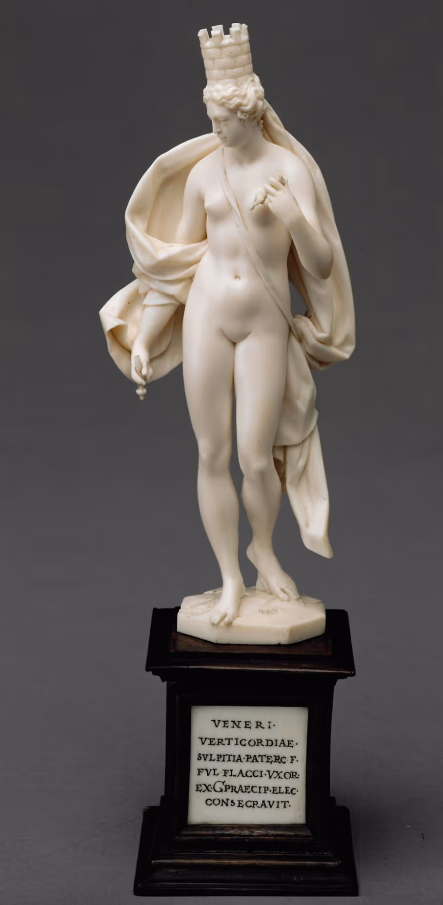 NIKOLAUS PFAFF, c.1609. CARVED IVORY ON EBONY PEDESTAL