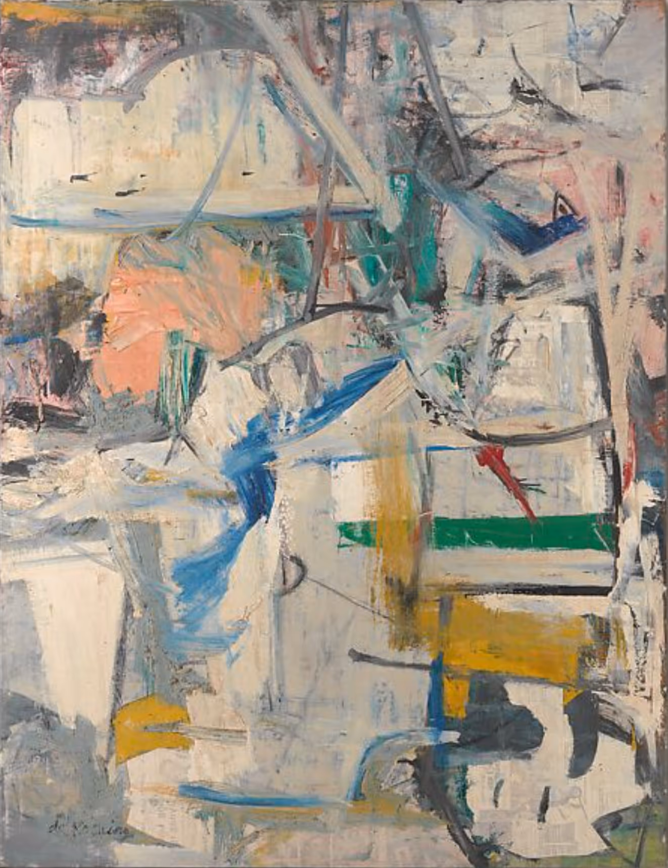 WILLEM DE KOONING, 1956. OIL AND NEWSPAPER TRANSFER ON CANVAS.