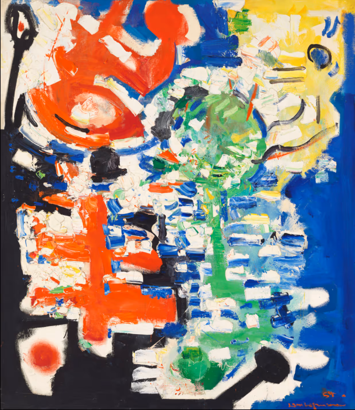 HANS HOFMANN, 1954. OIL ON CANVAS.