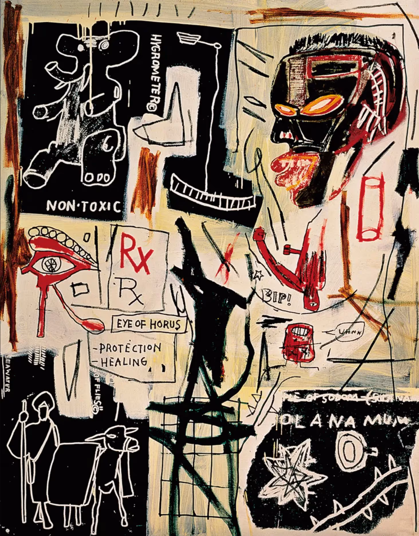 JEAN-MICHEL BASQUIAT, 1984. ACRYLIC, OILSTICK, AND SILKSCREEN ON CANVAS