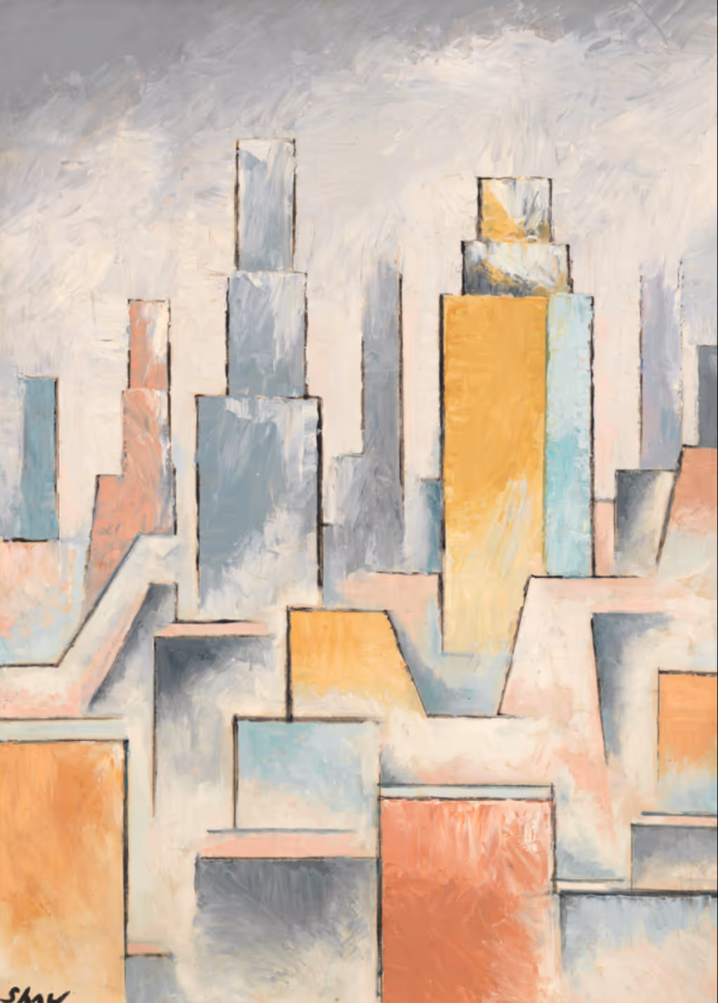 CHARLES G. SHAW, c1934. OIL AND OIL STICK ON PAPERBOARD.