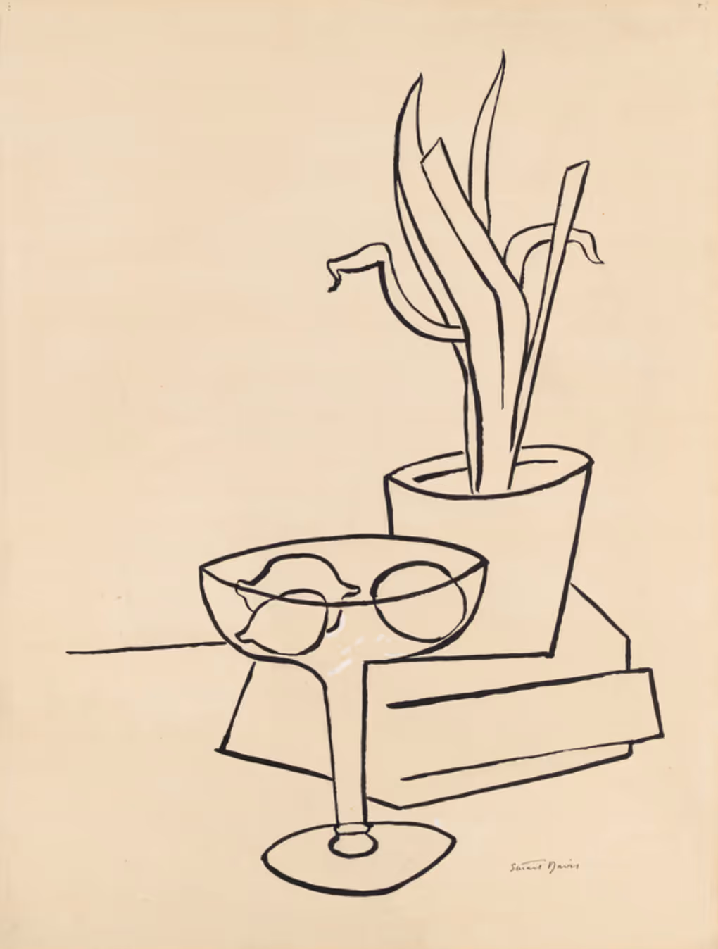 STUART DAVIS, 1928. BRUSH, INK, AND GRAPHITE ON PAPER