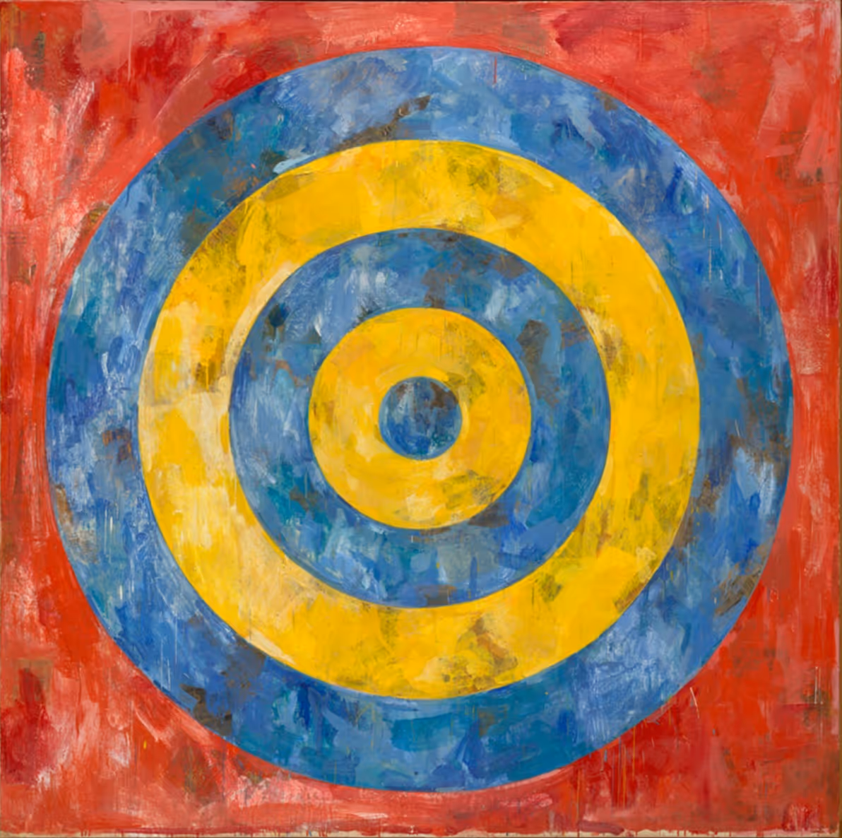 JASPER JOHNS, 1961. ENCAUSTIC AND NEWSPAPER ON CANVAS.