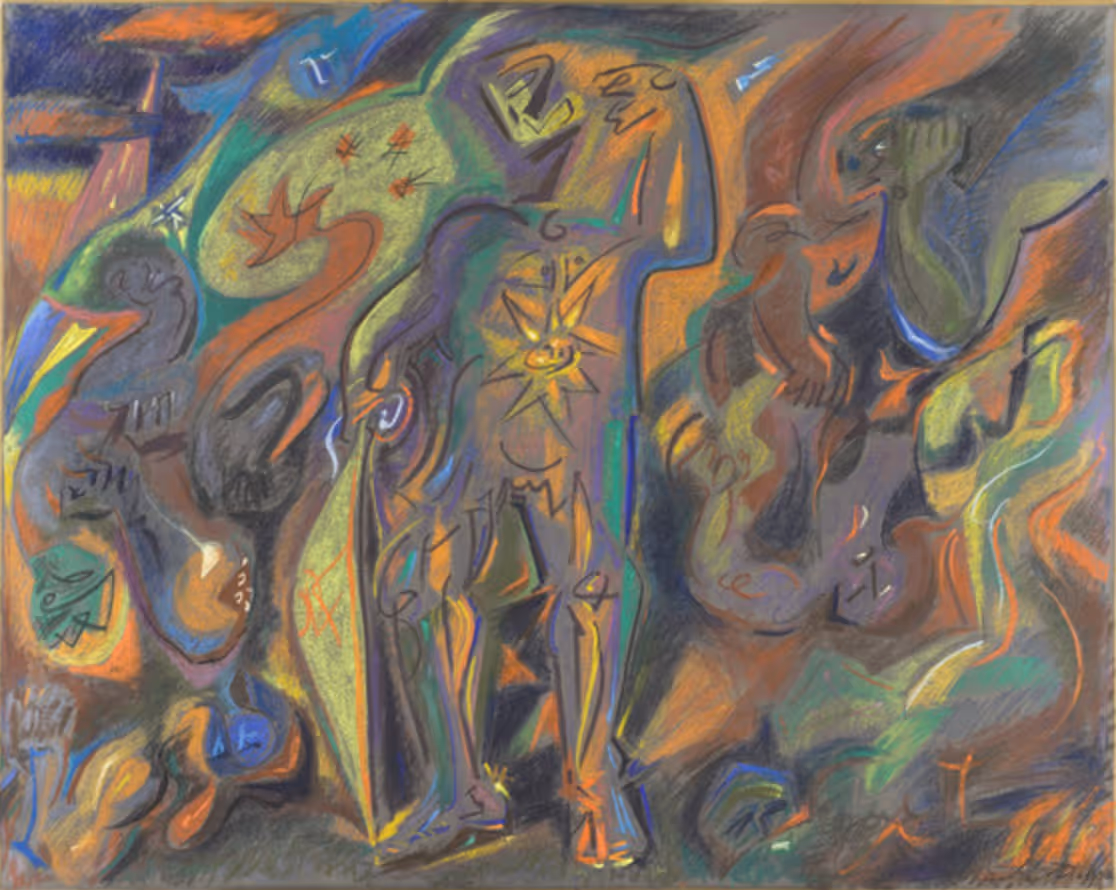 ANDRÉ MASSON, 1974. PASTEL ON PAPER.