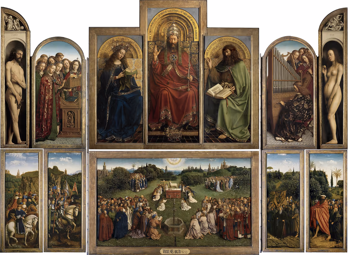 HUBERT AND JAN VAN EYCK, c.1432. OIL PAINT AND TEMPERA ON WOOD.