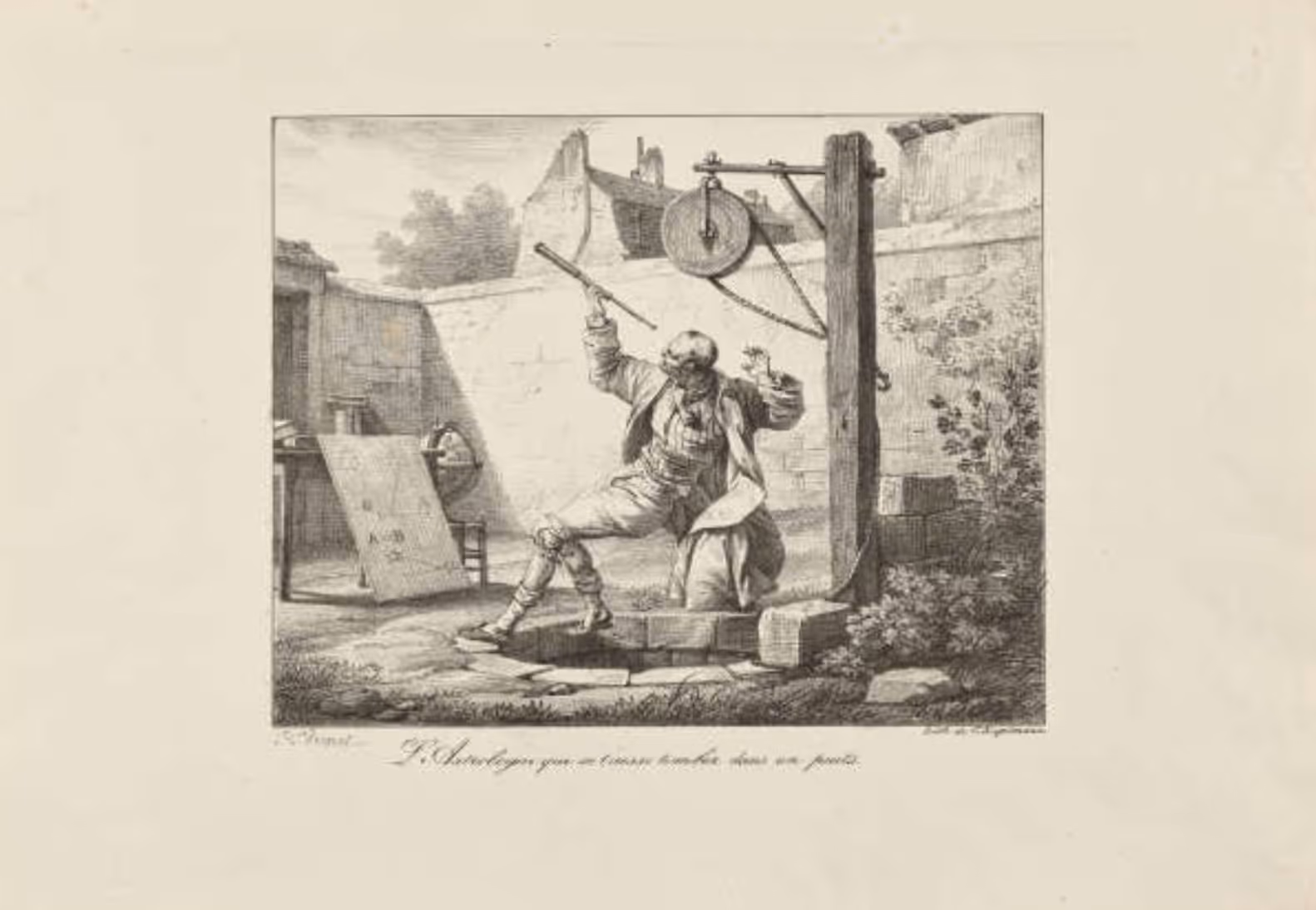 Aesop’s Astronomer, who despite his calculations of the stars falls into a well