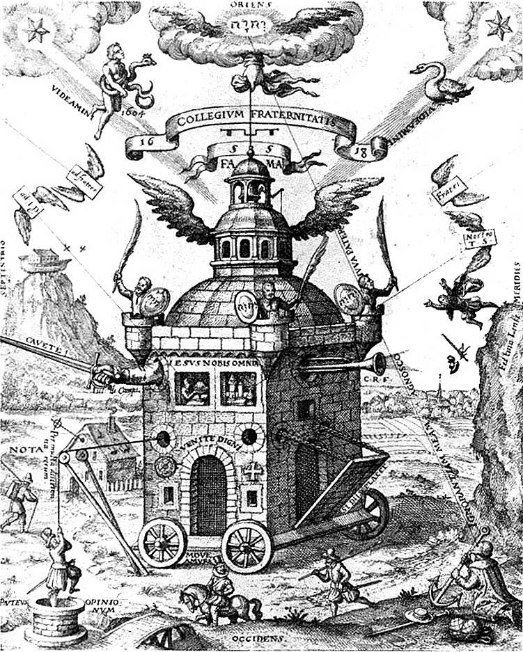 The Temple of the Rose Cross, Teophilus Schweighardt Constantiens, 1618. Magical depiction of a Rosicrucianist clubhouse