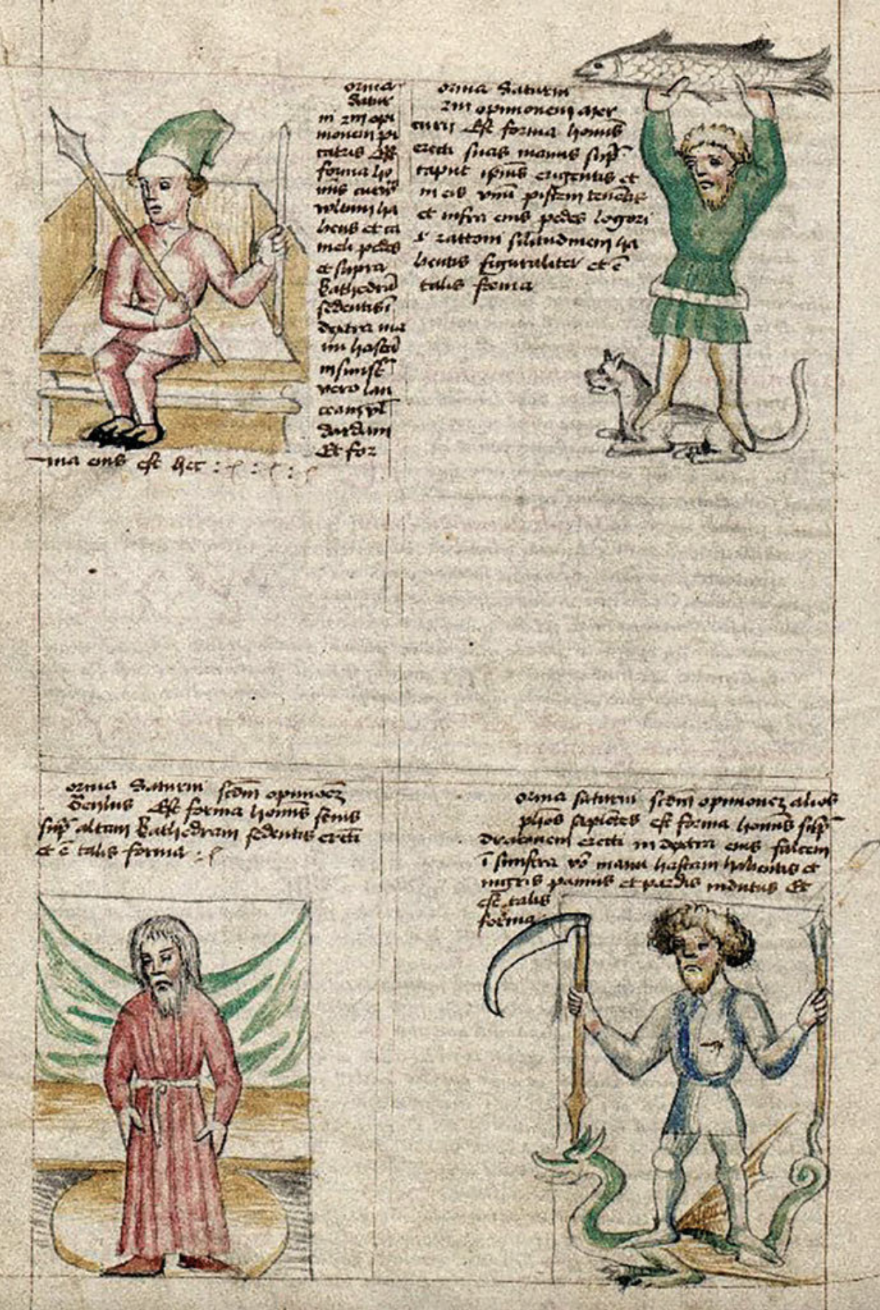 Four depictions of Saturn from an illustrated manuscript of Picatrix