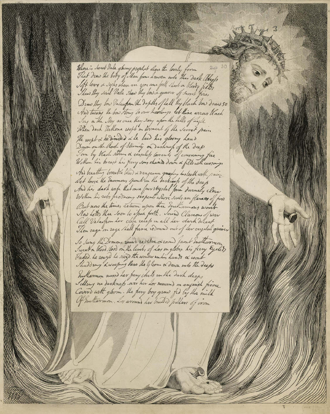 A page from William Blake’s ‘The Four Zoas’, c.1800