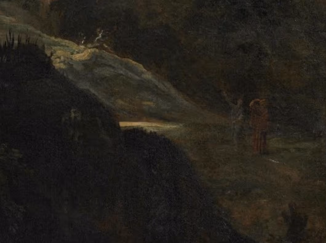 On the lower right of Lanfranco’s canvas, two small figures look up