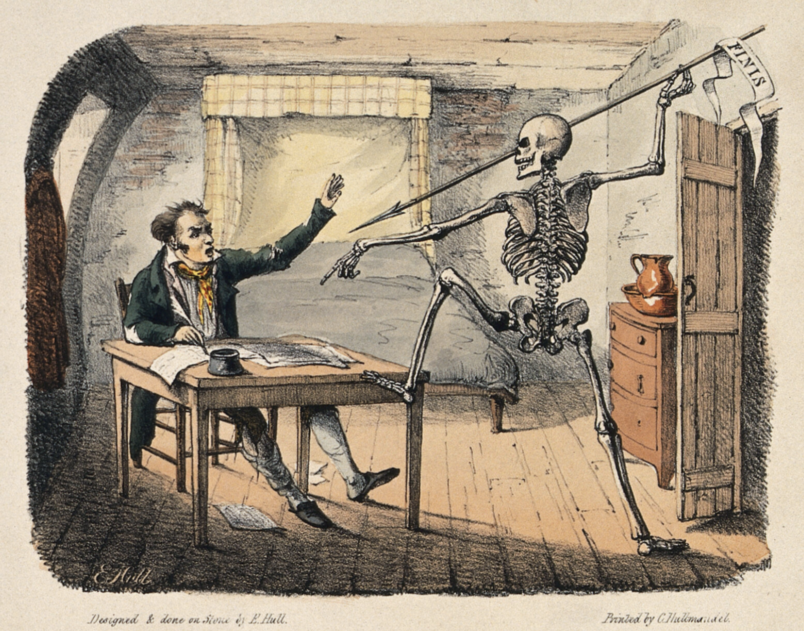 Death Finds an Author Writing his Life, Edward Hull. 1827