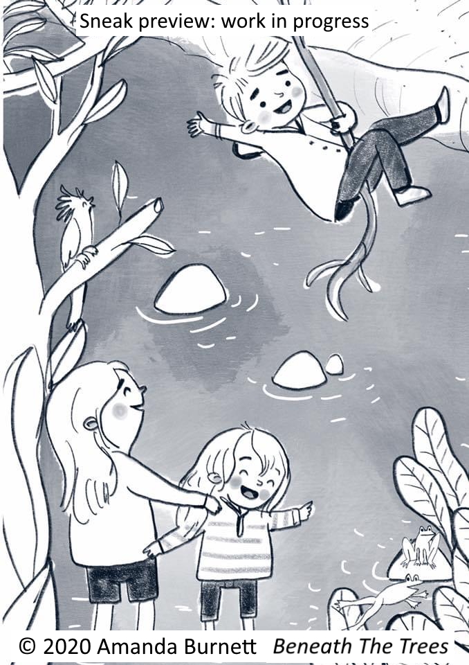 Beneath The Trees illustration by Amanda Burnett; Book by Cristy Burne