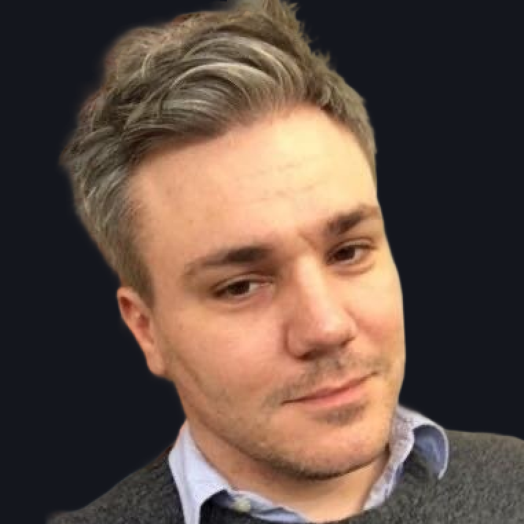 Silhouette of a person standing in a forest with digital financial charts floating in the background.