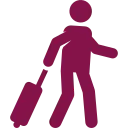 Icon of a person walking and pulling a rolling suitcase.