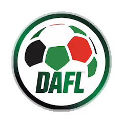 DAFL logo featuring a stylized soccer ball with green, red, and black panels above the bold green DAFL text.