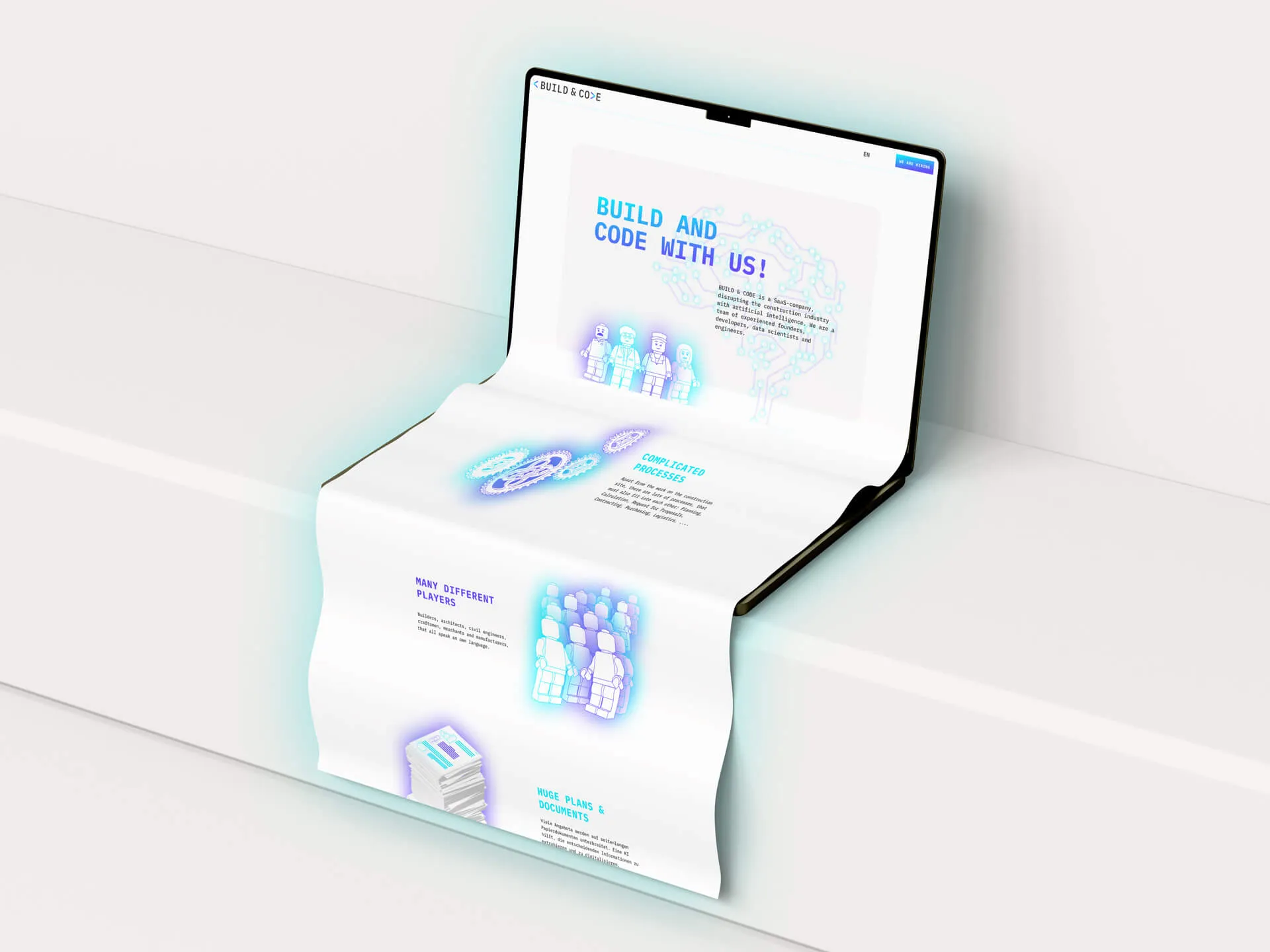 Mockup der Build & Code Website auf einem Laptop als Beispiel für Webdesign für Scale-ups