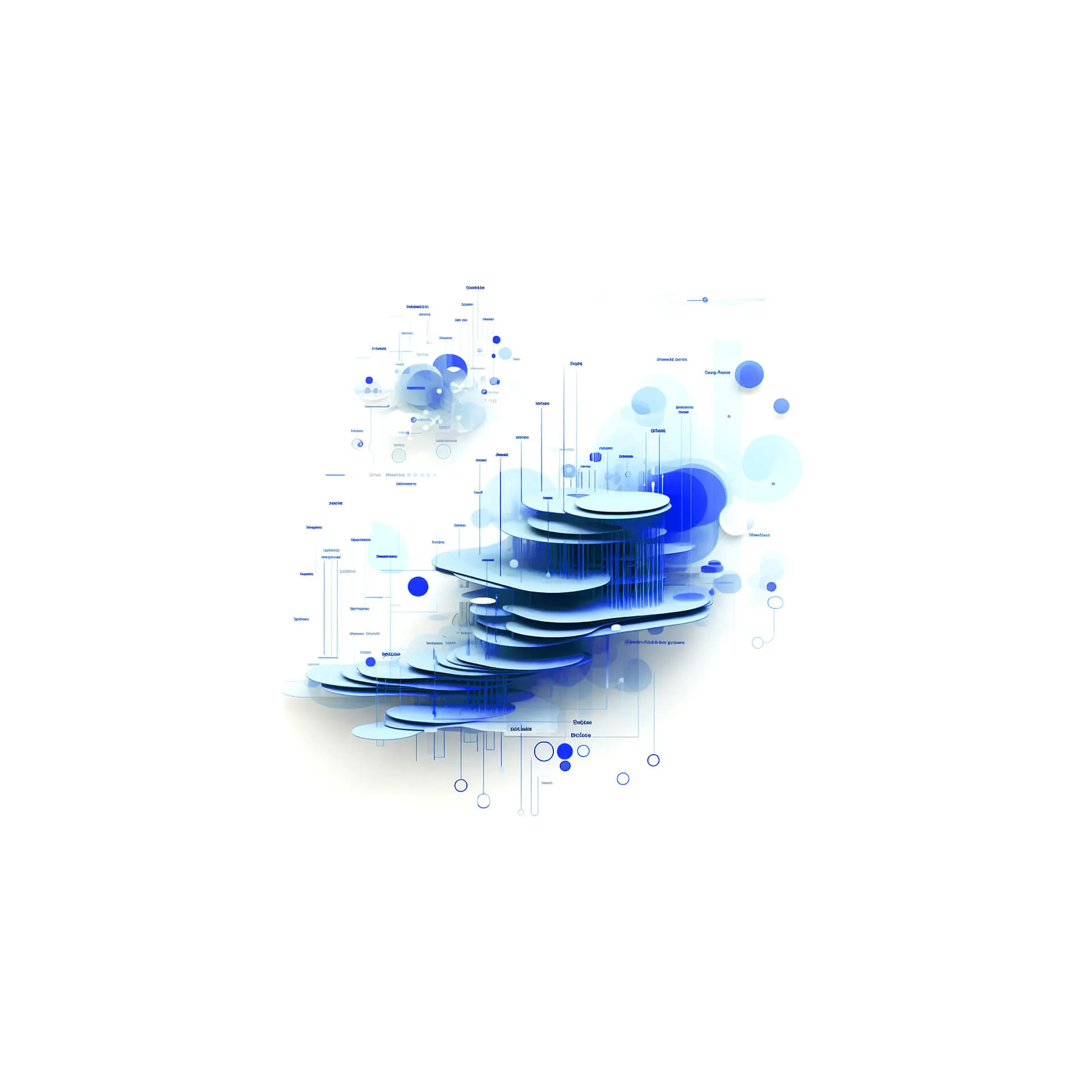 Abstrakte blaue Schichten mit Datenlinien als Sinnbild für den Design Schritt im Prozess