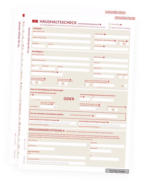 German 'Haushaltscheck' form for private households.