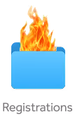 Blue folder engulfed in flames.