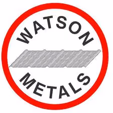 Watson Metals logo with a gray arrow inside a red circle and black text.