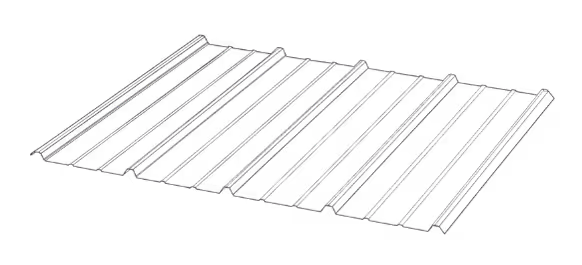 Black metal rib panel with raised and flat sections arranged in parallel rows.