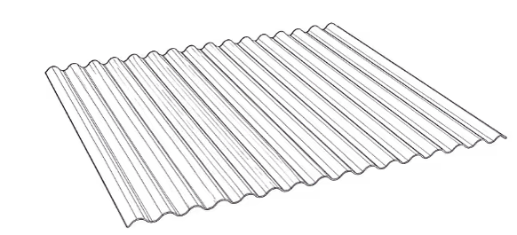 Black metal corrugated roofing panel with ribbed texture.