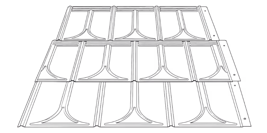 Wireframe grid with 12 sections containing curved, U-shaped metal rods.