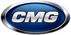 CMG company logo with metallic letters on a blue oval background.