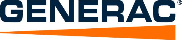 Generac logo with navy text above an orange bar.