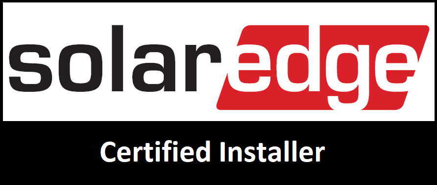 SolarEdge logo with text Certified Installer below on a black background.