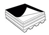 Stack of folded rectangular sheets with one corner turned up.