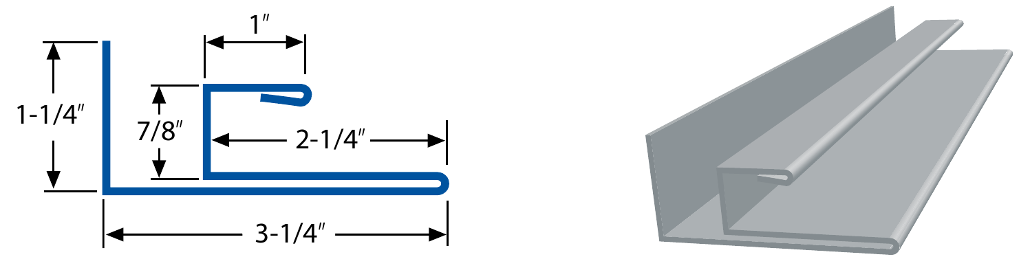 F & J Channel profile diagram and 3D render