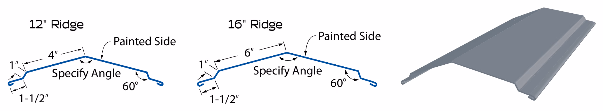 Ridge Cap profile diagram and 3D render