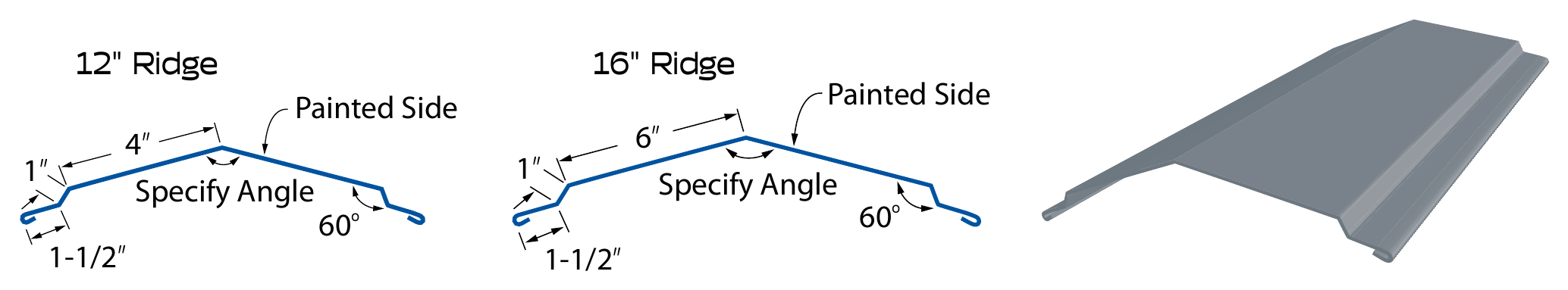 Ridge Cap profile diagram and 3D render