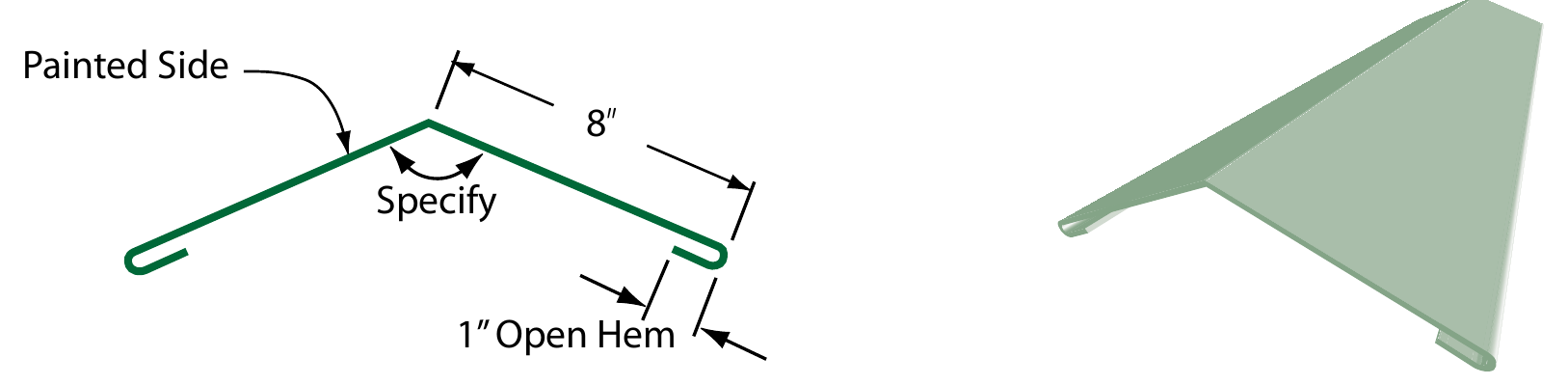 Ridge / Hip Cover profile diagram and 3D render