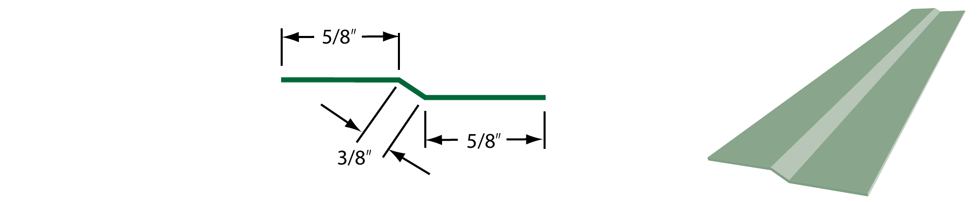 Offset Cleat profile diagram and 3D render
