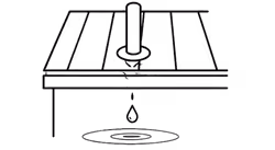 Water dripping from a faucet onto a surface, creating a splash and ripple effect.
