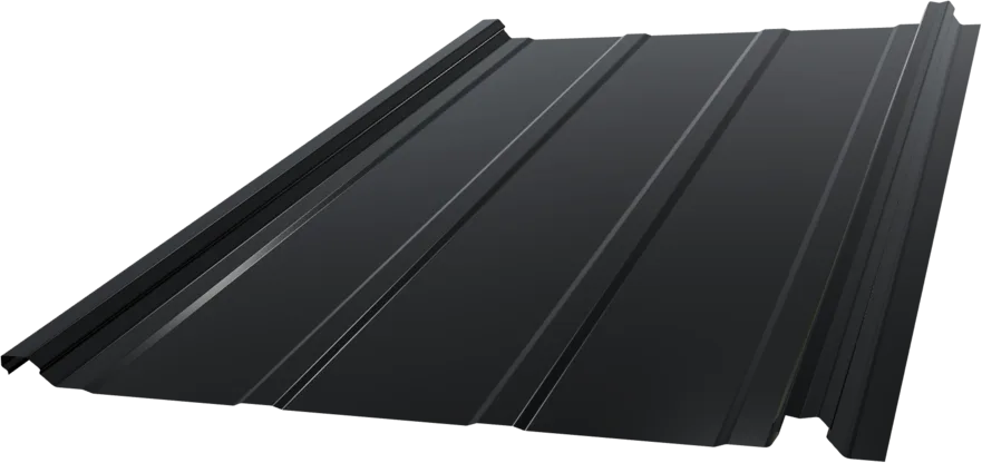 Interlocking standing seam metal roof panel profile
