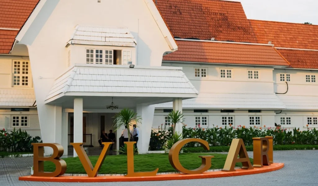The Bvlgari logo placed at the entrance of Whitehouse @ The Estate on Federal Hill, demonstrating why the venue's heritage atmosphere makes it a perfect choice for luxury brands.