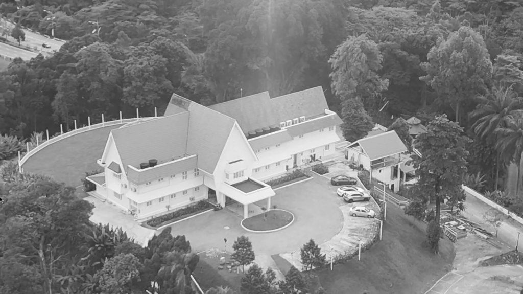 The Estate on Federal Hill, WhitehouseA black-and-white aerial view of the colonial-style Whitehouse, showcasing its unique atmosphere for events.