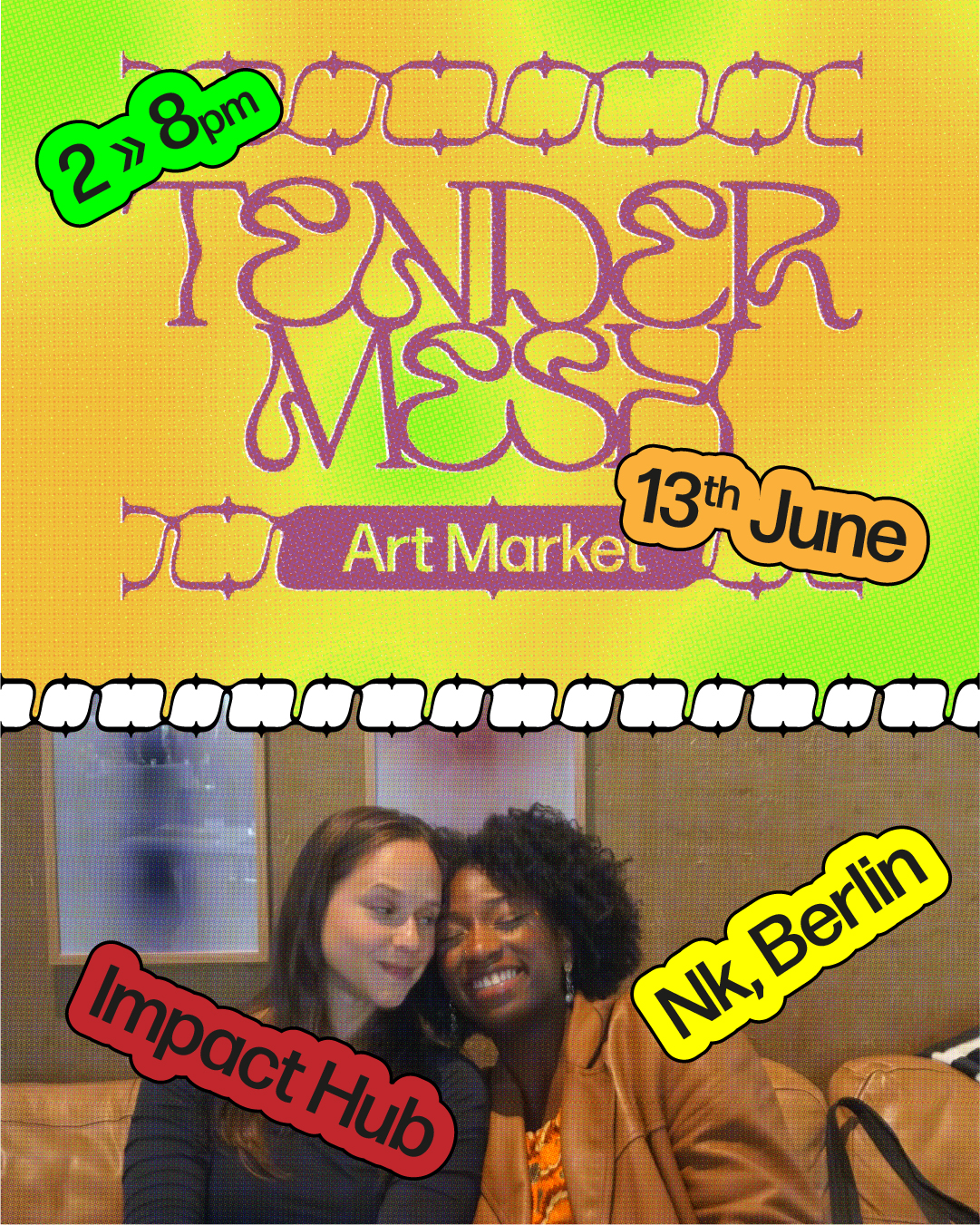 Join us for Junes eddition of the Tendermesh Art Market! We will be at the wonderful Impact Hub Berlin location in Neukölln from 14:00 - 20:00. Come by for a wide range of beautiful crafts including: have prints, clothing, jewlery, ceramics and more!