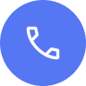 Icône de téléphone blanc sur fond circulaire bleu.
