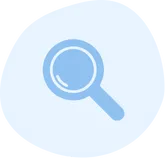 Icône de loupe bleue pour la fonction de recherche.
