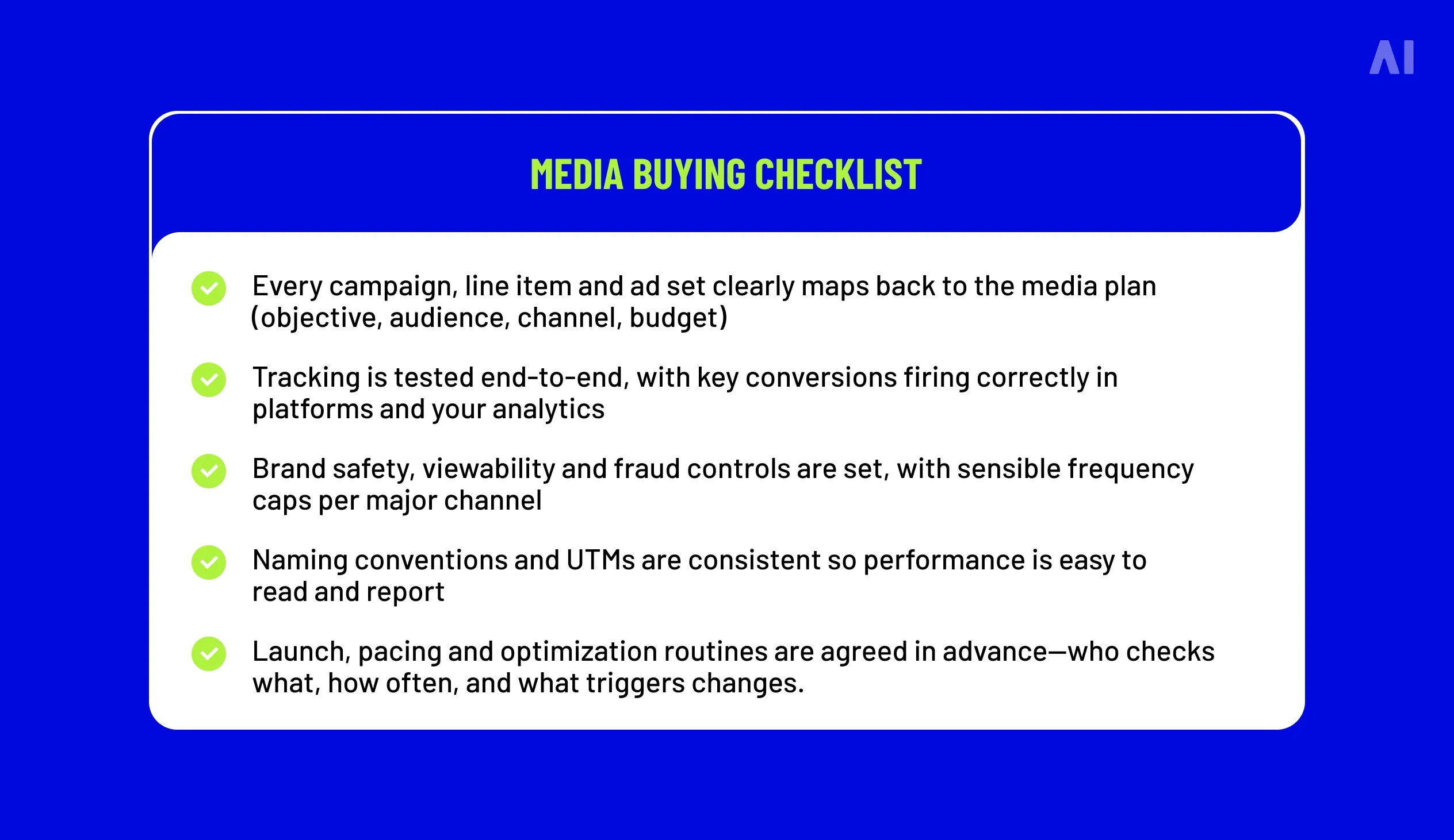 media buying checklist