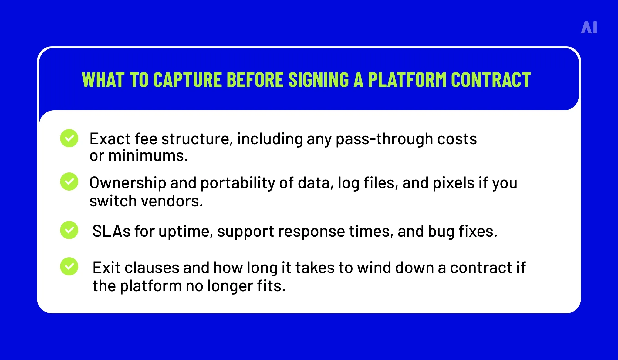 what to capture before signing a platform contract