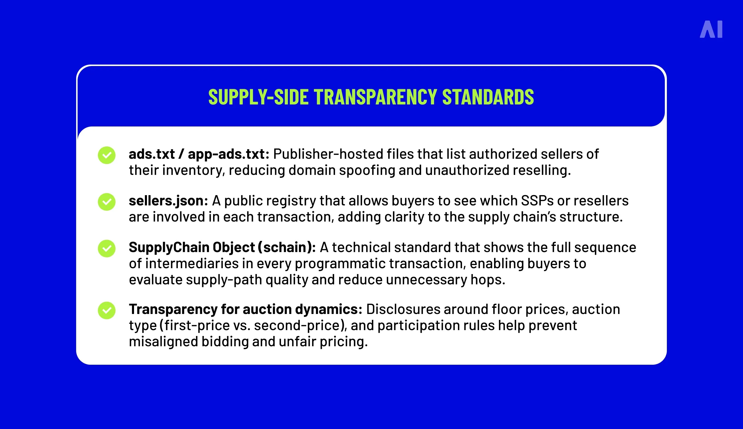 Supply-side transparency standards