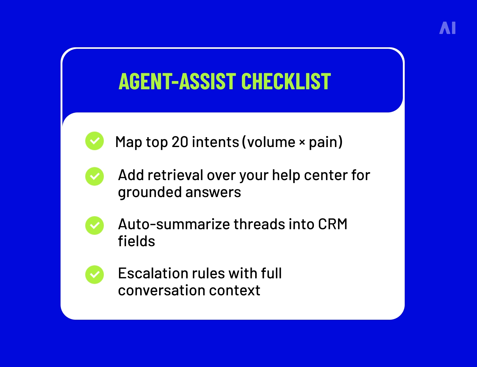 Agent-assist checklist
