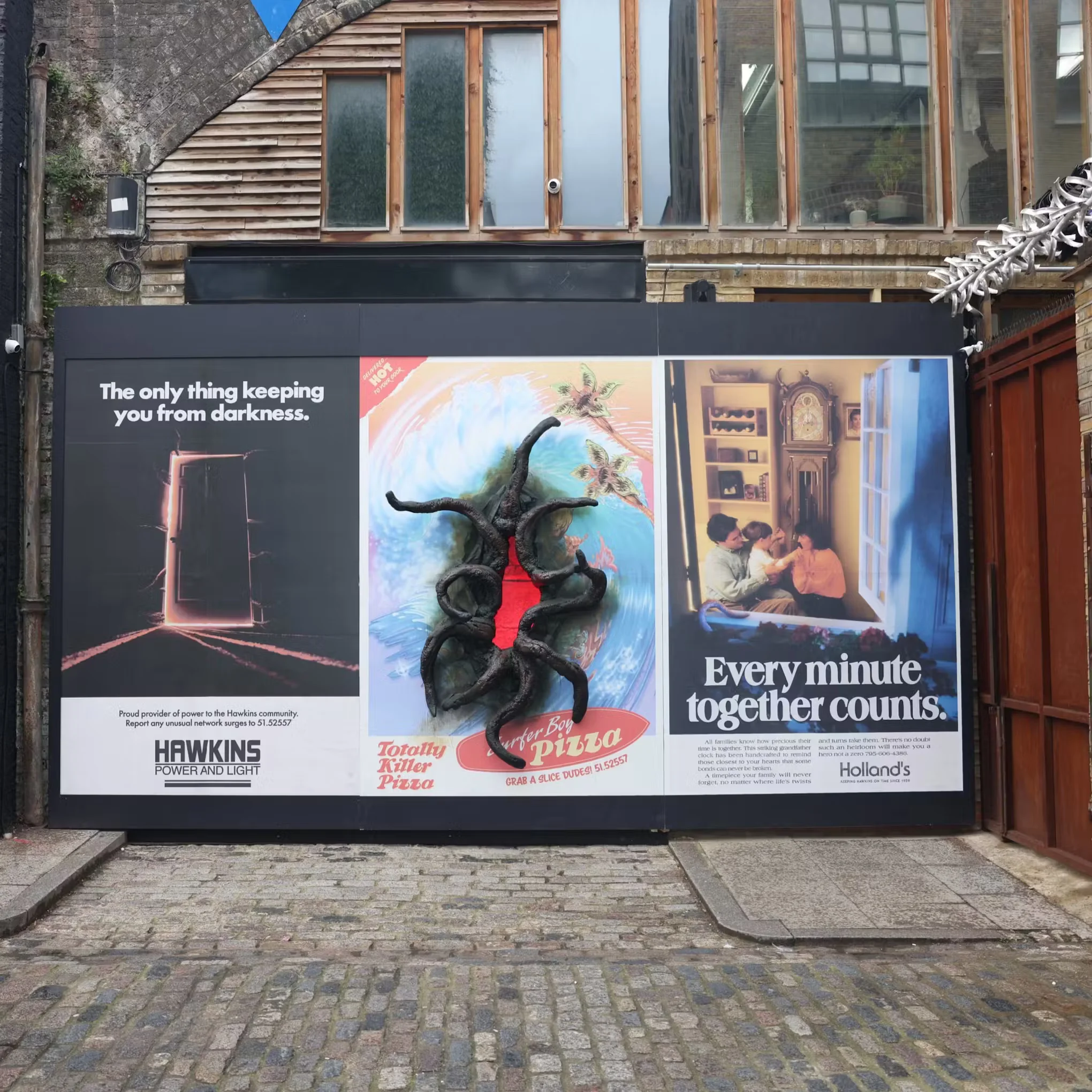 Stranger Things outdoor advertising installation with immersive themed displays and dimensional creative