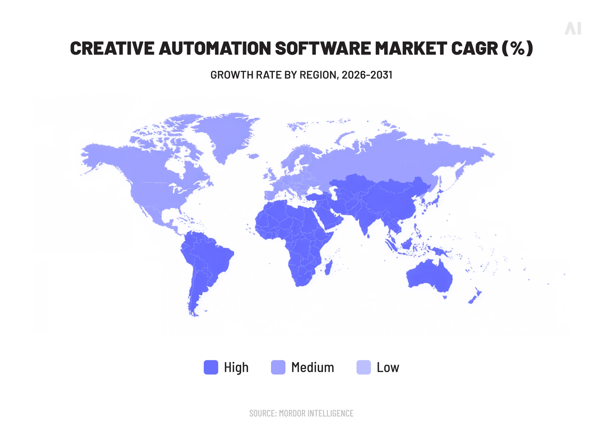 Creative automation software market growth rate by region from 2026 to 2031